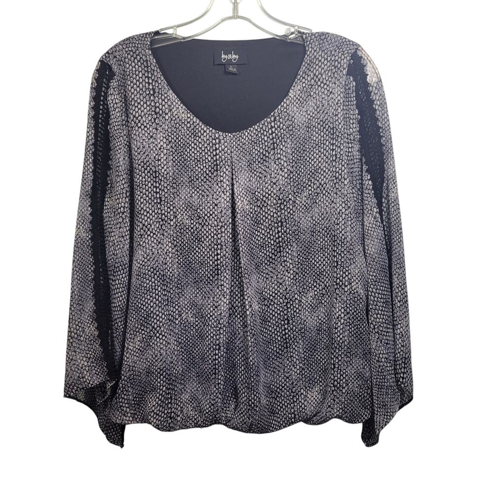 Byxby Brand Snakeskin Print Balloon Elastic Waist Blouse Size L 42326-1340